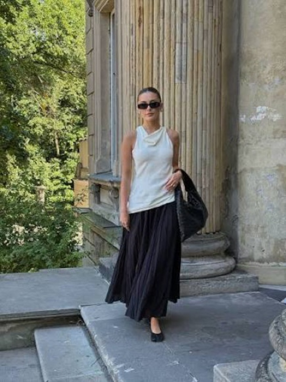 NWT SIZE M COLLECTION COMBINATION HALTER DRESS White Black | 8647/991/800 ZARA
